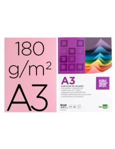 CI | Cartulina liderpapel a3 180g/m2 rosa paquete de 100