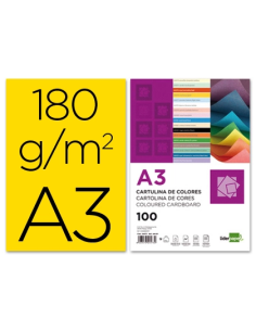 CI | Cartulina liderpapel a3 180g/m2 amarillo paquete de 100