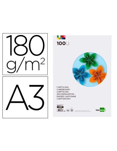 CI | Cartulina liderpapel a3 180g/m2 10 colores surtidos paquete 100 hojas