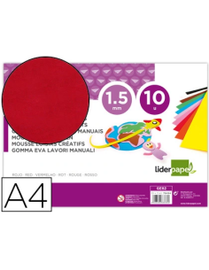 CI | Goma eva liderpapel din a4 60g/m2 espesor 1,5mm rojo...