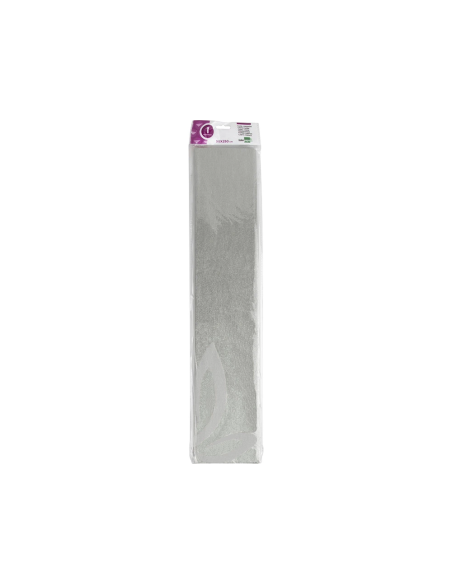 CI | Papel crespon liderpapel 50 cm x 2.5m metalizado plata
