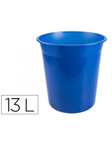 CI | Papelera plastico q-connect azul translucido 13 litros
