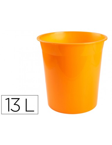 CI | Papelera plastico q-connect naranja translucido 13 litros