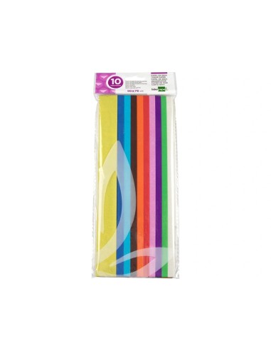 CI | Papel seda liderpapel 52x76cm 18g/m2 bolsa de 10 hojas colores surtidos