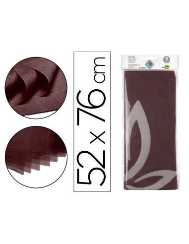 CI | Papel seda liderpapel 52x76cm 18g/m2 bolsa de 5 hojas marron