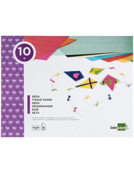 CI | Bloc trabajos manuales liderpapel seda 240x315mm 10 hojas colores surtidos