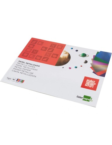 CI | Bloc trabajos manuales liderpapel papel metalizado 240x315 mm 10 hojas colores surtidos