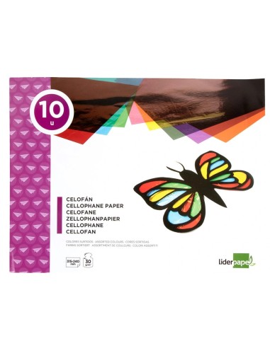 CI | Bloc trabajos manuales liderpapel celofan 240x315mm 10 hojas colores surtidos