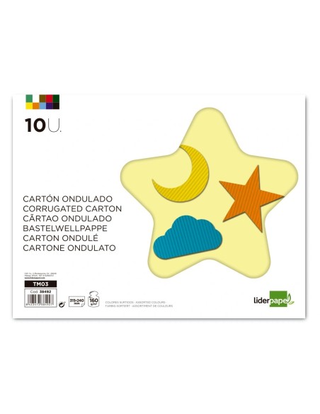 CI | Bloc trabajos manuales liderpapel carton ondulado 240x315mm 10 hojas colores surtidos