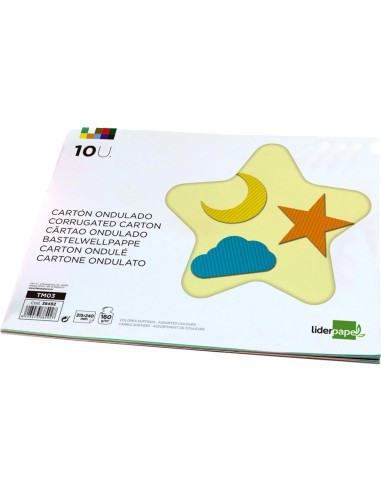CI | Bloc trabajos manuales liderpapel carton ondulado 240x315mm 10 hojas colores surtidos
