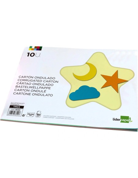 CI | Bloc trabajos manuales liderpapel carton ondulado 240x315mm 10 hojas colores surtidos