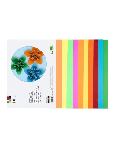CI | Bloc trabajos manuales liderpapel cartulina 240x315mm 10 hojas 5 colores neon + 5 colores intensos