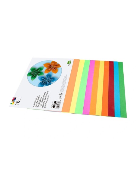 CI | Bloc trabajos manuales liderpapel cartulina 240x315mm 10 hojas 5 colores neon + 5 colores intensos