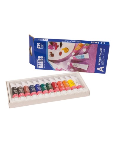 CI | Pintura acrilica artist caja carton de 12 colores surtidos tubo de 12 ml