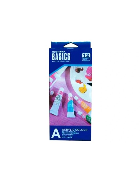 CI | Pintura acrilica artist caja carton de 12 colores surtidos tubo de 12 ml