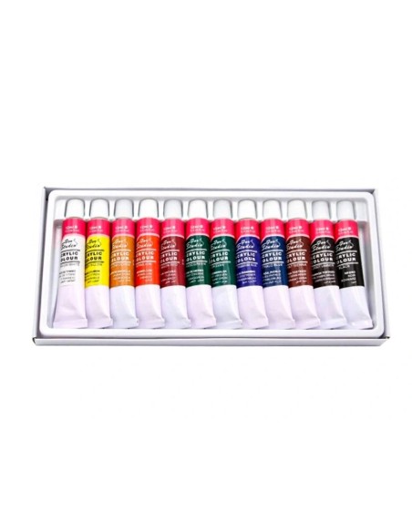 CI | Pintura acrilica artist caja carton de 12 colores surtidos tubo de 12 ml