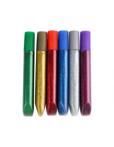 CI | Purpurina pegamento liderpapel fantasia colores metalicos blister de 6 unidades de 10 gr