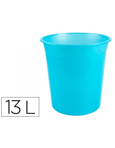 CI | Papelera plastico q-connect turquesa translucido 13 litros