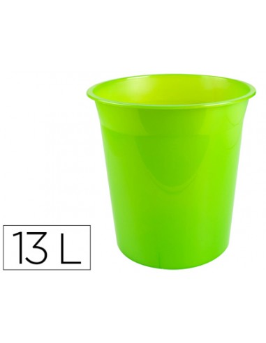 CI | Papelera plastico q-connect verde translucido 13 litros