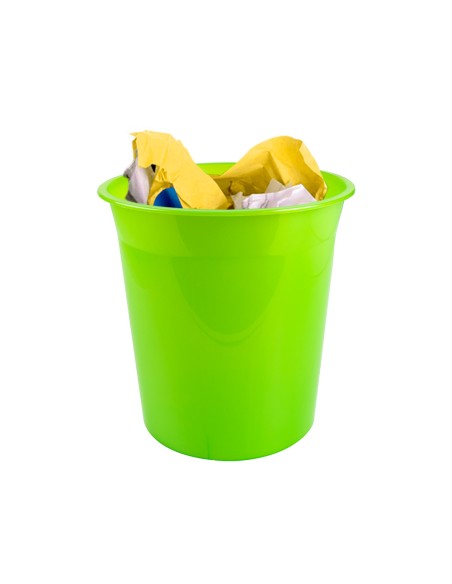 CI | Papelera plastico q-connect verde translucido 13 litros