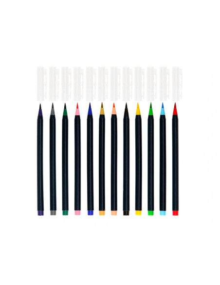 CI | Rotulador liderpapel punta pincel extra suave estuche 12 unidades colores surtidos