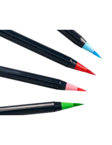 CI | Rotulador liderpapel punta pincel extra suave estuche 12 unidades colores surtidos