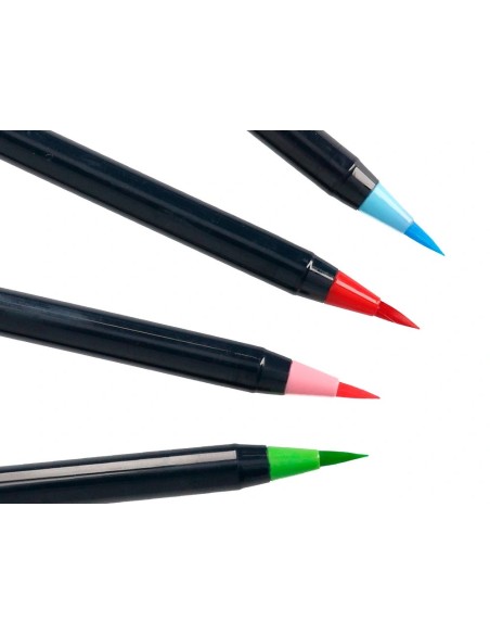 CI | Rotulador liderpapel punta pincel extra suave estuche 12 unidades colores surtidos