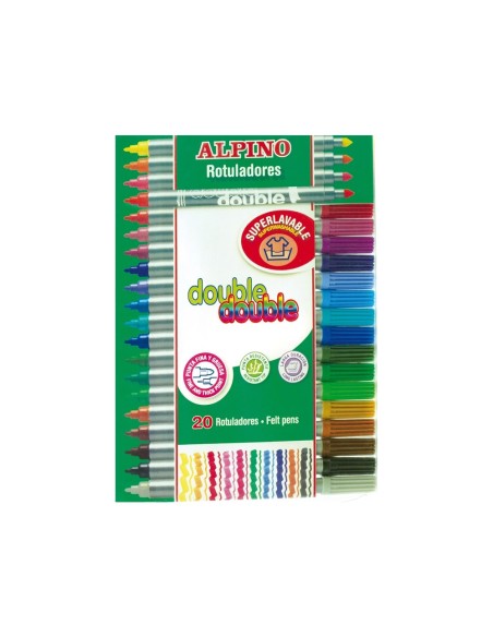 CI | Rotulador alpino double double punta gruesa y punta fina caja de 20 colores