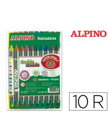 CI | Rotulador alpino double double punta gruesa y punta fina caja de 10 colores