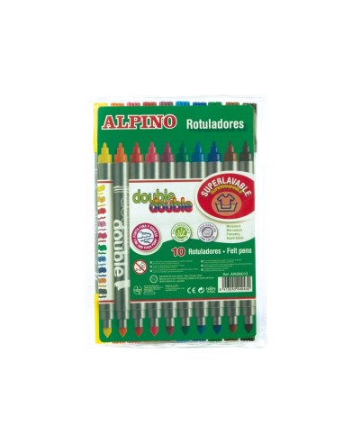 CI | Rotulador alpino double double punta gruesa y punta fina caja de 10 colores