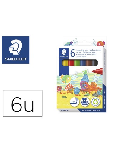 CI | Rotulador staedtler color jumbo trazo 3 mm -estuche de 6 colores surtidos