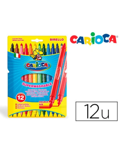 CI | Rotulador carioca birello bipunta caja de 12 colores