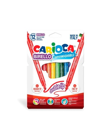 CI | Rotulador carioca birello bipunta caja de 12 colores