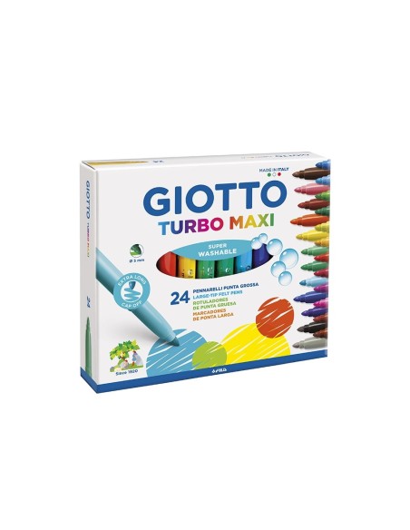 CI | Rotulador giotto turbo-maxi caja de 24 colores lavables con punta bloqueada