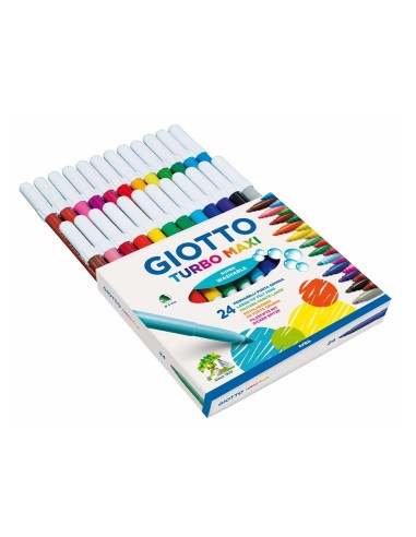 CI | Rotulador giotto turbo-maxi caja de 24 colores lavables con punta bloqueada
