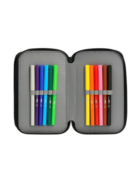 CI | Plumier escolar antartik triple color azul 36 piezas