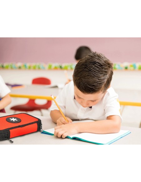 CI | Plumier escolar antartik doble color rojo 28 piezas