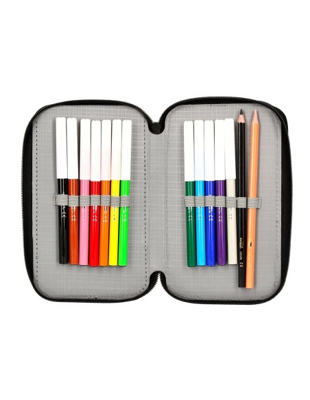 CI | Plumier escolar antartik doble color azul 28 piezas