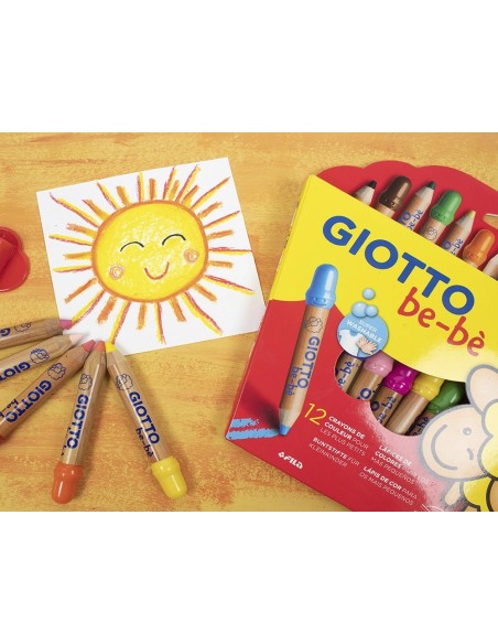 CI | Lapices de colores giotto super bebe caja de 12 lapices colores surtidos + sacapuntas