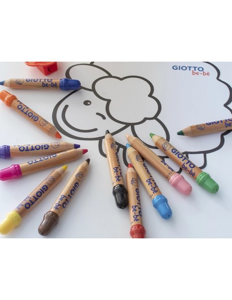 CI | Lapices de colores giotto super bebe caja de 12 lapices colores surtidos + sacapuntas