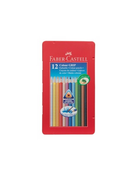 CI | Lapices de colores faber castell acuarelable colour grip triangular caja metalica de 12 colores surtidos