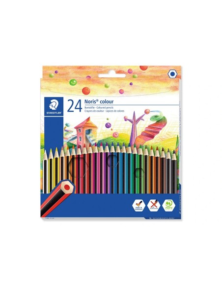 CI | Lapices de colores staedtler wopex ecologico 24 colores en caja de carton