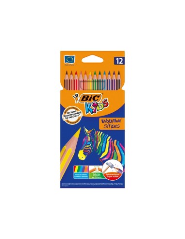 CI | Lapices de colores bic evolution stripes caja de 12 colores surtidos