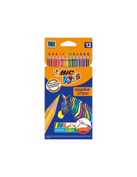 CI | Lapices de colores bic evolution stripes caja de 12 colores surtidos