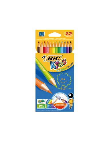 CI | Lapices de colores bic kid evolution estuche de 12 colores surtidos mina ultra resistente