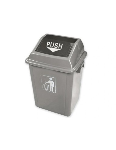 CI | Papelera contenedor q-connect plastico con tapa de balancin 58 litros gris 470x330x760 mm