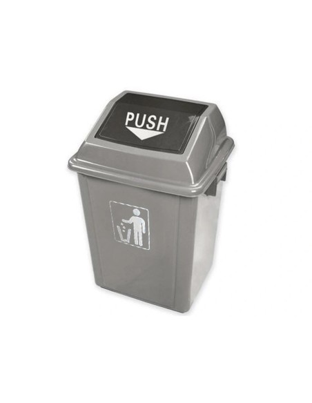 CI | Papelera contenedor q-connect plastico con tapa de balancin 58 litros gris 470x330x760 mm