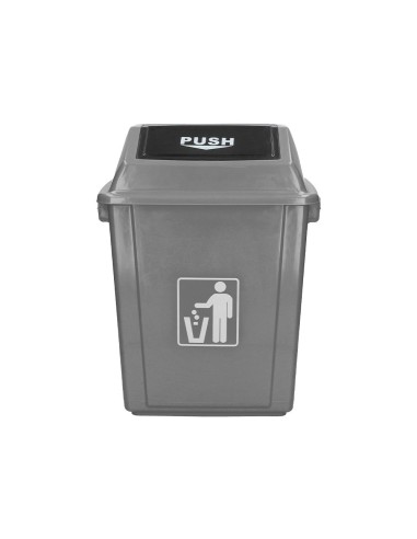 CI | Papelera contenedor q-connect plastico con tapa de balancin 58 litros gris 470x330x760 mm
