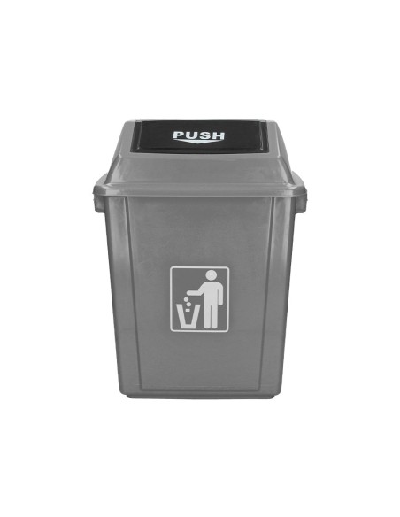 CI | Papelera contenedor q-connect plastico con tapa de balancin 58 litros gris 470x330x760 mm