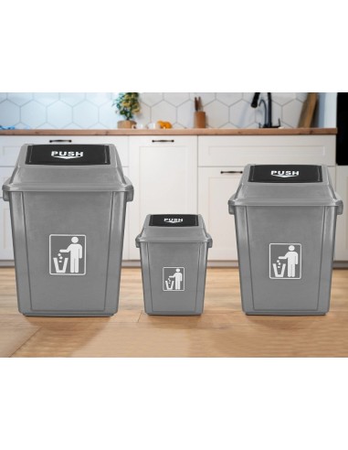 CI | Papelera contenedor q-connect plastico con tapa de balancin 58 litros gris 470x330x760 mm